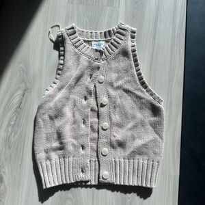Beige Knit Button-Up Vest